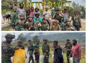 Satgas Yonif 521/DY Karya Bakti Bersama Warga Wujudkan Lingkungan Bersih