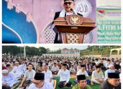 Salat Perdana di Lapangan Mirqan, Bupati Amirudin Sampaikan Khotbah Idulfitri