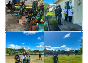 Satgas Yonif 645/Gardatama Yudha Bersama Warga Bersihkan Puskesmas Airu, Perkuat Kemitraan dengan Masyarakat Papua